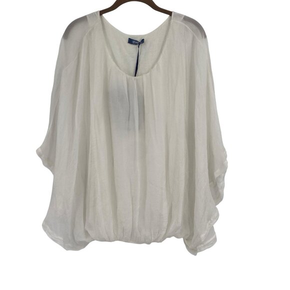 Giulia Italy Women's Size Small White Silk Blouse Fairy Lined Flowy Embroidered - Picture 1 of 13